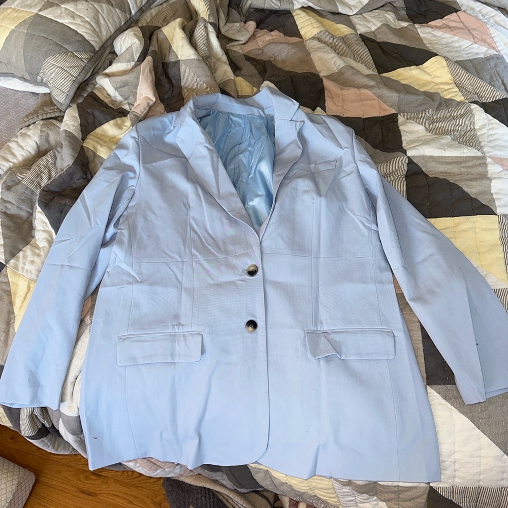 Classic Oversized Light Blue Blazer - Picture 2 of 6